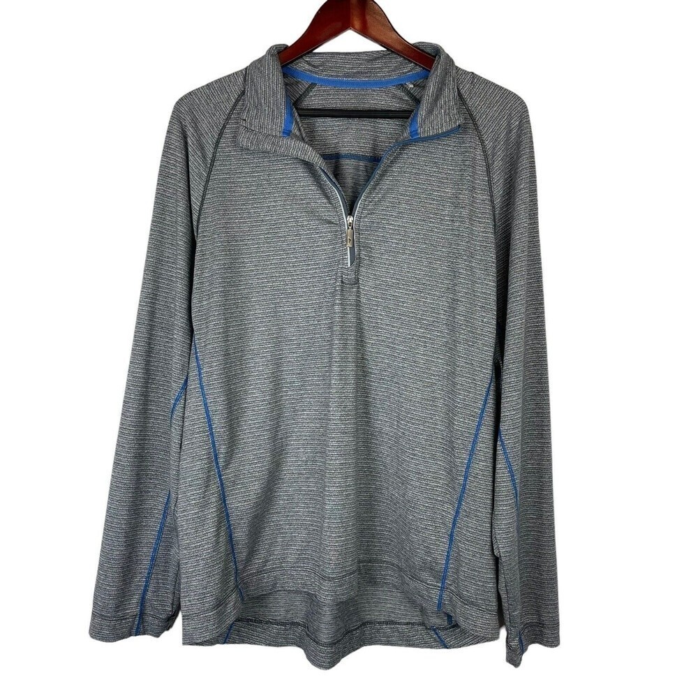 mens tommy bahama reversible half zip pullover top size Large Gray Athletic